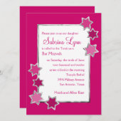 バルミツワーオールカラーホワイトセンターシルバースターズ 招待状 (正面/裏面)