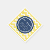 バルミツワーカスタムナプキンイエローブルーシェブロン スタンダードカクテルナプキン (角)