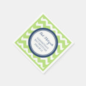 バルミツワーカスタムナプキンライムブルーシェブロン スタンダードカクテルナプキン (角)