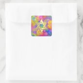 バルミツワーカラフルダマスク金ゴールドスター スクエアシール (バッグ)