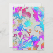 バルミツワーカラフルダ絵を描マスクピンクターコイズ 招待状 (裏面)