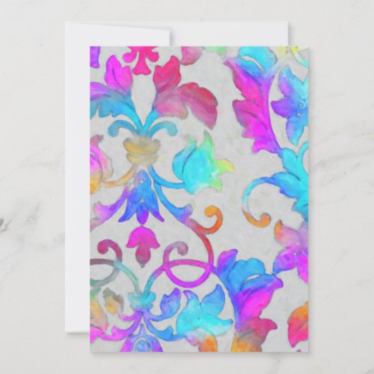 バルミツワーカラフルダ絵を描マスクピンクターコイズ 招待状 (裏面)