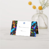 バルミツワーカラフル絵を描(ばちゃばちゃ)跳ねるカスタム プレイスカード (裏面)