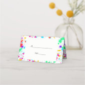 バルミツワーカラフル絵を描(ばちゃばちゃ)跳ねるカスタム プレイスカード (裏面)