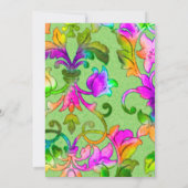 バルミツワーカラフル色彩の鮮やかダマスクグリーン 招待状 (裏面)