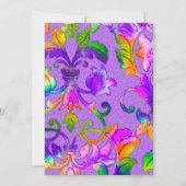 バルミツワーカラフル色彩の鮮やかダマスクパープル 招待状 (裏面)