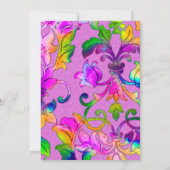 バルミツワーカラフル色彩の鮮やかダマスクピンク 招待状 (裏面)