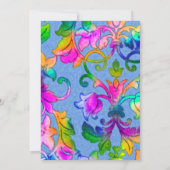 バルミツワーカラフル色彩の鮮やかダマスクブルー 招待状 (裏面)