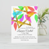 バルミツワーカラフル花びら 招待状 (スタンド正面)