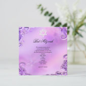 バルミツワーガールかわいらしパープルピンクフローラ 招待状 (スタンド正面)