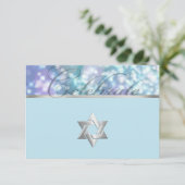 バルミツワーキラライトブルーとパープル 招待状 (スタンド正面)