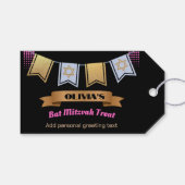 バルミツワーギフトラベルカスタム金ゴールドピンクブラック ギフトタグ (正面(横))