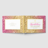 バルミツワーグラムシッククールルクセンピンク金ゴールドグリッター ゲストブック (全面)