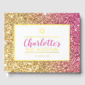 バルミツワーグラムシッククールルクセンピンク金ゴールドグリッター ゲストブック (正面)