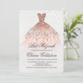 バルミツワーグリッタードレスダイヤモンド招待状 招待状 (スタンド正面)