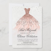 バルミツワーグリッタードレスダイヤモンド招待状 招待状 (正面)