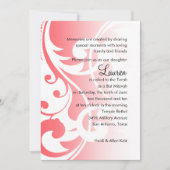 バルミツワーコーラルピンクホワイトコンテンポラリースワーズ 招待状 (正面)