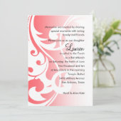 バルミツワーコーラルピンクホワイトコンテンポラリースワーズ 招待状 (スタンド正面)
