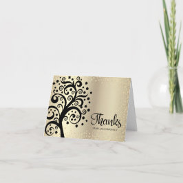 バルミツワーゴールドフォイルブラックツリーオブライフスクリプト サンキューカード