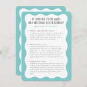 バルミツワーサービス情報アドバイスミントグレイ 招待状 (正面/裏面)