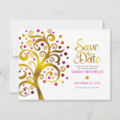 バルミツワーシック金ゴールドピンク&レッドフォイルツリー セーブザデート (正面)