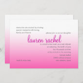 バルミツワーシルバーとピンクのグラデーション 招待状 (正面/裏面)