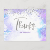 バルミツワーシルバースクリプトパープルウォーター感謝していカラー ポストカード (正面)