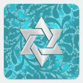 バルミツワーシルバースターターコイズブルーダマスク スクエアシール (正面)