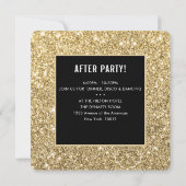 バルミツワーシンプルグラムモダンブラック金ゴールドグリッター 招待状 (裏面)