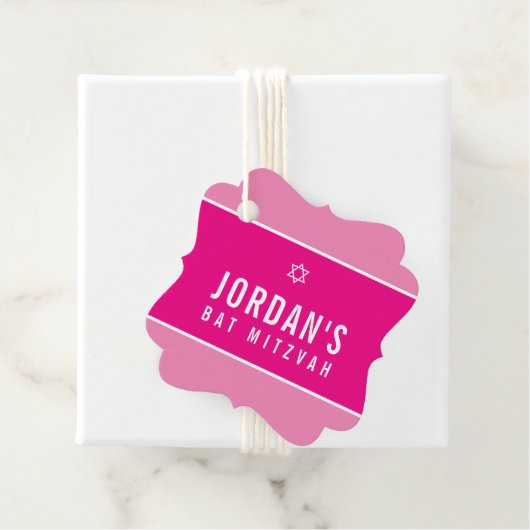 バルミツワーシンプルモダンおもしろい鮮ピンク フェイバータグ (インサイチュ)
