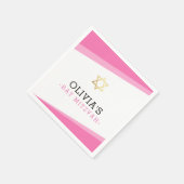 バルミツワーシンプル星モダン角はっきりしたピンク スタンダードカクテルナプキン (角)