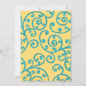 バルミツワースクロールパターンアクア招待状 招待状 (裏面)