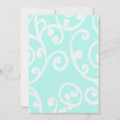 バルミツワースクロールパターンアクア招待状 招待状 (裏面)
