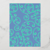 バルミツワースクロールパターンアクア招待状 箔招待状 (裏面)