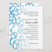 バルミツワースクロールパターンターコイズ 招待状 (正面/裏面)