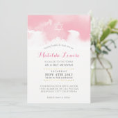 バルミツワースタイリッシュピ淡い色のンク水彩招待状 招待状 (スタンド正面)