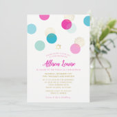 バルミツワースタイリッシュ紙吹雪スポット金ゴールドピンクミント 招待状 (スタンド正面)