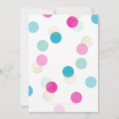 バルミツワースタイリッシュ紙吹雪スポット金ゴールドピンクミント 招待状 (裏面)