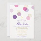 バルミツワースタイリッシュ紙吹雪斑点金ゴールドピンク 招待状 (正面)