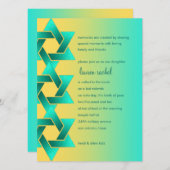 バルミツワースターオブデイヴィッドイエローアクア 招待状 (正面/裏面)