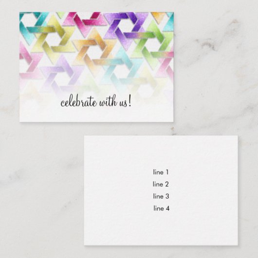 バルミツワースターオブデイヴィッドダマスク披露宴カード エンクロージャーカード (正面/裏面)