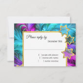 バルミツワースターズカラフルパステルスケッチRSVP 招待状 (正面)