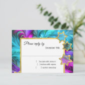 バルミツワースターズカラフルパステルスケッチRSVP 招待状 (スタンド正面)