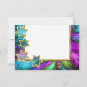 バルミツワースターズカラフルパステルスケッチRSVP 招待状 (裏面)