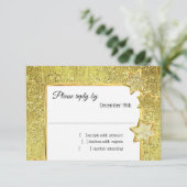 バルミツワースターズ金ゴールドグリッターRSVP 招待状 (スタンド正面)