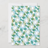 バルミツワースター・オブ・デイビッド・ブルーとグリーン・ダマスク 招待状 (裏面)