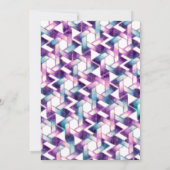 バルミツワースター・オブ・デイヴィッド・パープルとティール(緑がかった色)・ダマスク 招待状 (裏面)