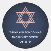 バルミツワースター・オブ・デービッド・ネイビー・ブルー・ピンク・ローズ金ゴールド ラウンドシール (正面)