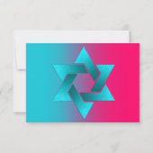 バルミツワーターコイズとデビグラデーションッドのピンクの星 出欠カード (裏面)