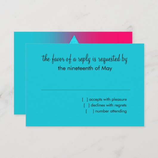 バルミツワーターコイズとデビグラデーションッドのピンクの星 出欠カード (正面/裏面)